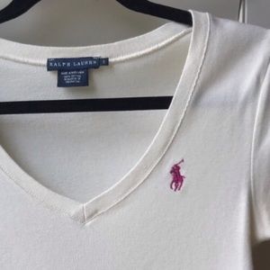 White Polo V-neck shirt by Ralph Lauren